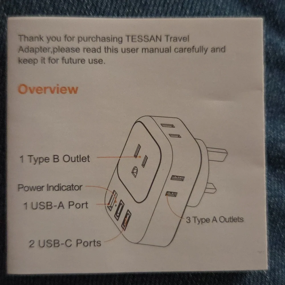 TESSAN US to UK Plug Adapter